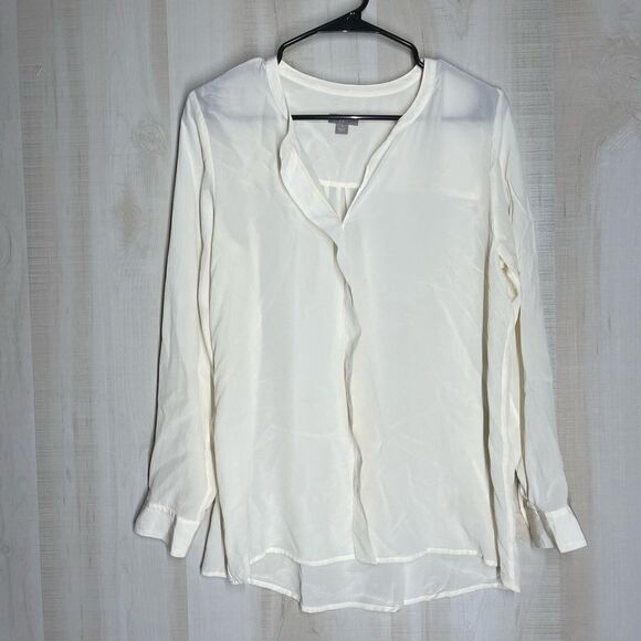 J. Jill beige off white silk‎ long sleeve blouse top, size small - Picture 5 of 16
